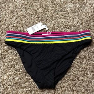 NWT Trina Turk banded black zebra print bikini bottom sz 12